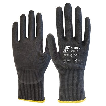 NITRAS ESD 3D CUT F, luvas de proteção contra cortes, pretas