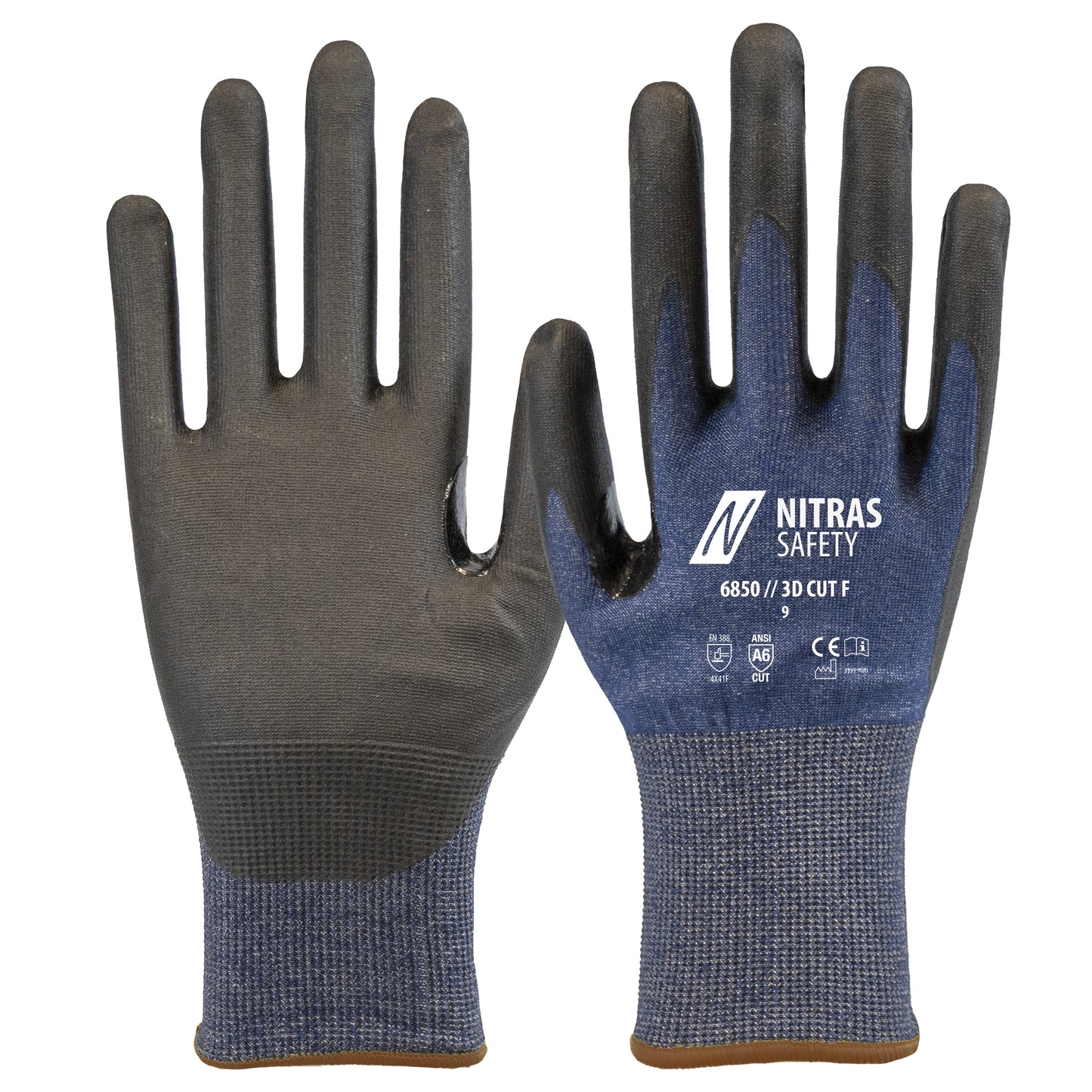 NITRAS 3D CUT F, luvas de proteção contra cortes, azul marinho / preto