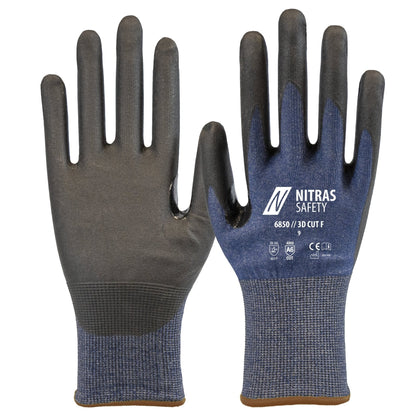 NITRAS 3D CUT F, luvas de proteção contra cortes, azul marinho / preto