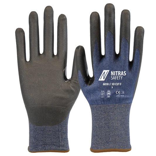 NITRAS 3D CUT F, luvas de proteção contra cortes, azul marinho / preto
