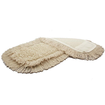 O TASKI Multi Mop Special (5 unid.) da Diversey Deutschland GmbH & Co. OHG é um esfregão de limpeza bege e retangular com borda de franjas – ideal para limpeza profissional de pisos.