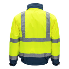 NITRAS MOTION TEX VIZ PLUS, jaqueta piloto de alta visibilidade, amarelo neon / azul marinho