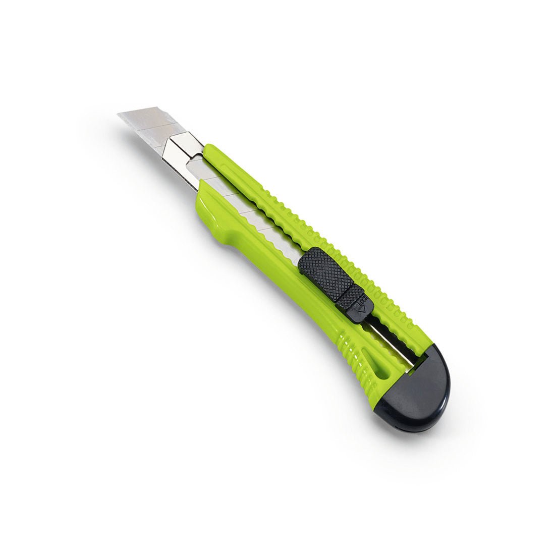 A faca de segmento retrátil Nölle Profi Brush Abbrechmesser Metallführung da Nölle Profi Brush Bürsten- & Pinseltechnik e.K., no design verde e preto, está ilustrada sobre um fundo branco.