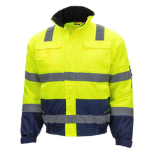 NITRAS MOTION TEX VIZ, jaqueta piloto de alta visibilidade, amarelo neon / azul marinho