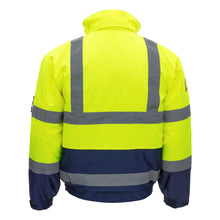 NITRAS MOTION TEX VIZ, jaqueta piloto de alta visibilidade, amarelo neon / azul marinho