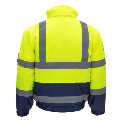 NITRAS MOTION TEX VIZ, jaqueta piloto de alta visibilidade, amarelo neon / azul marinho
