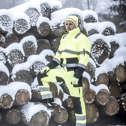 NITRAS MOTION TEX VIZ, jaqueta piloto de alta visibilidade, amarelo neon / azul marinho