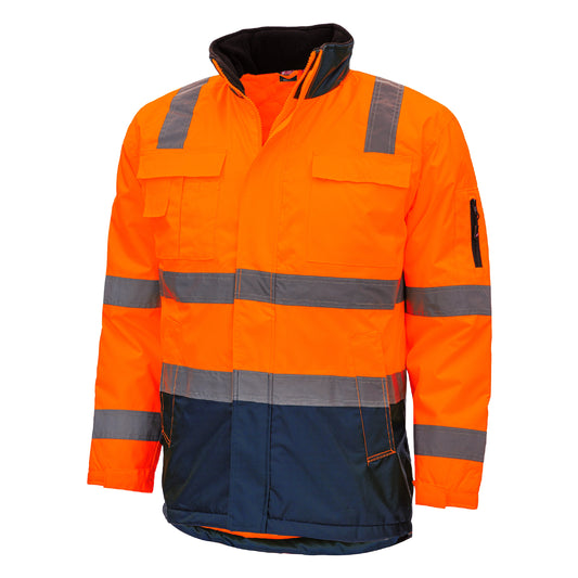 NITRAS MOTION TEX VIZ, parka de alta visibilidade, laranja neon / azul marinho