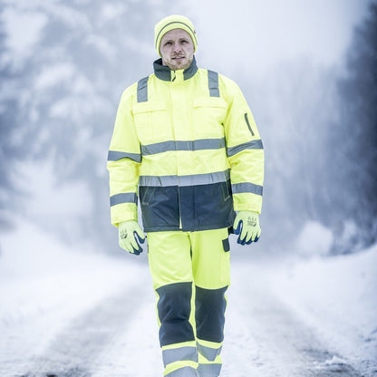 NITRAS MOTION TEX VIZ, parka de alta visibilidade, amarelo neon / azul marinho