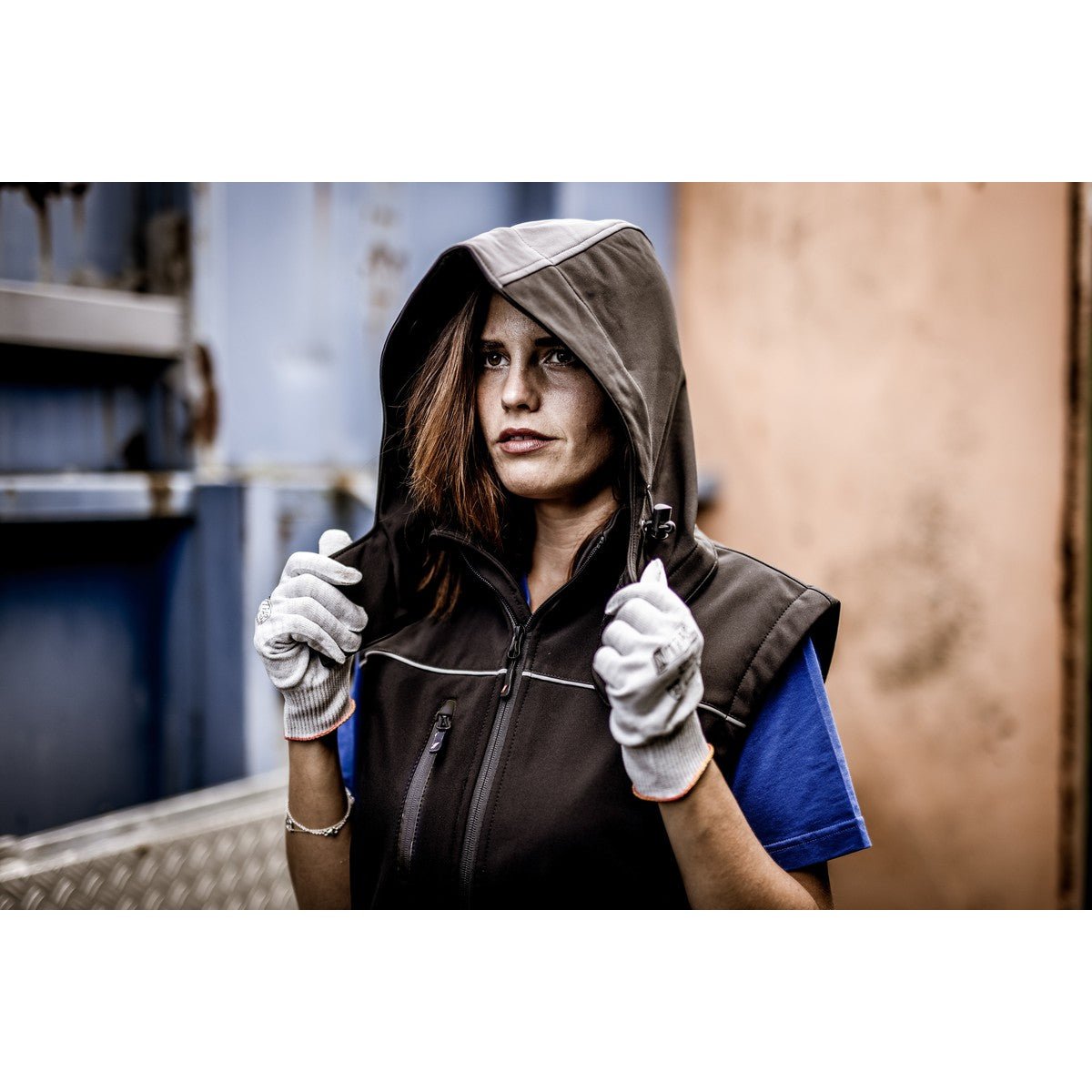 Capuz removível NITRAS, cinza / preto, poliéster OEKO-TEX: 94%; Elastano: 6% | Pacote (1 peça)