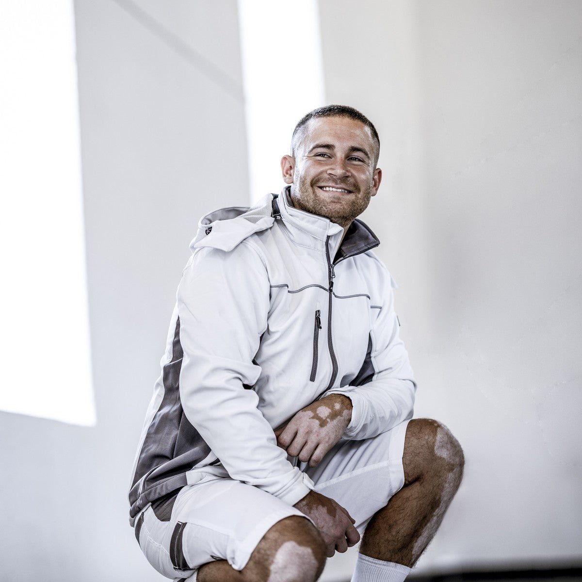 NITRAS MOTION TEX LIGHT, jaqueta softshell, branco / cinza