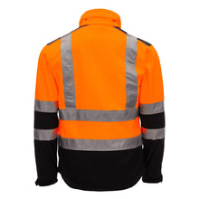 NITRAS MOTION TEX VIZ, jaqueta softshell de alta visibilidade, laranja neon / preto