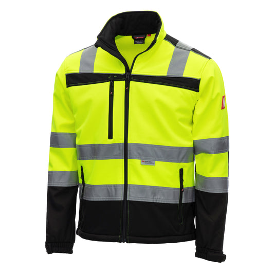 NITRAS MOTION TEX VIZ, jaqueta softshell de alta visibilidade, amarelo neon / preto