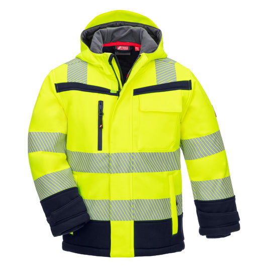 NITRAS MOTION TEX VIZ PLUS KIDS, jaqueta de inverno de alta visibilidade, amarelo neon / azul marinho