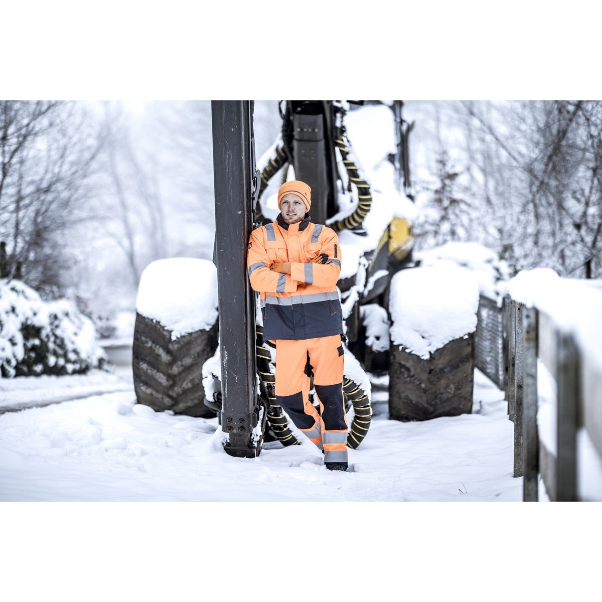 NITRAS MOTION TEX VIZ, parka de alta visibilidade, laranja neon / azul marinho
