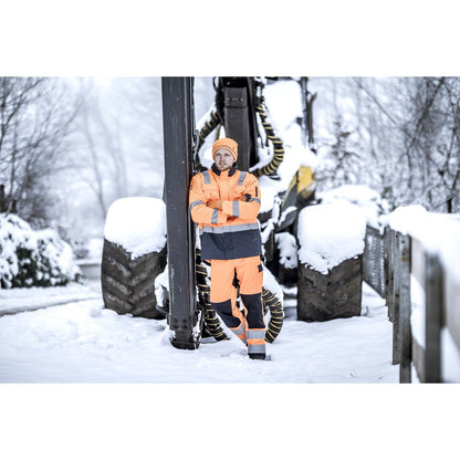 NITRAS MOTION TEX VIZ, parka de alta visibilidade, laranja neon / azul marinho