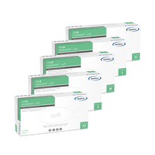 Luvas de exame de látex macio MaiMed, não estéreis, em pó, 100 peças/caixa