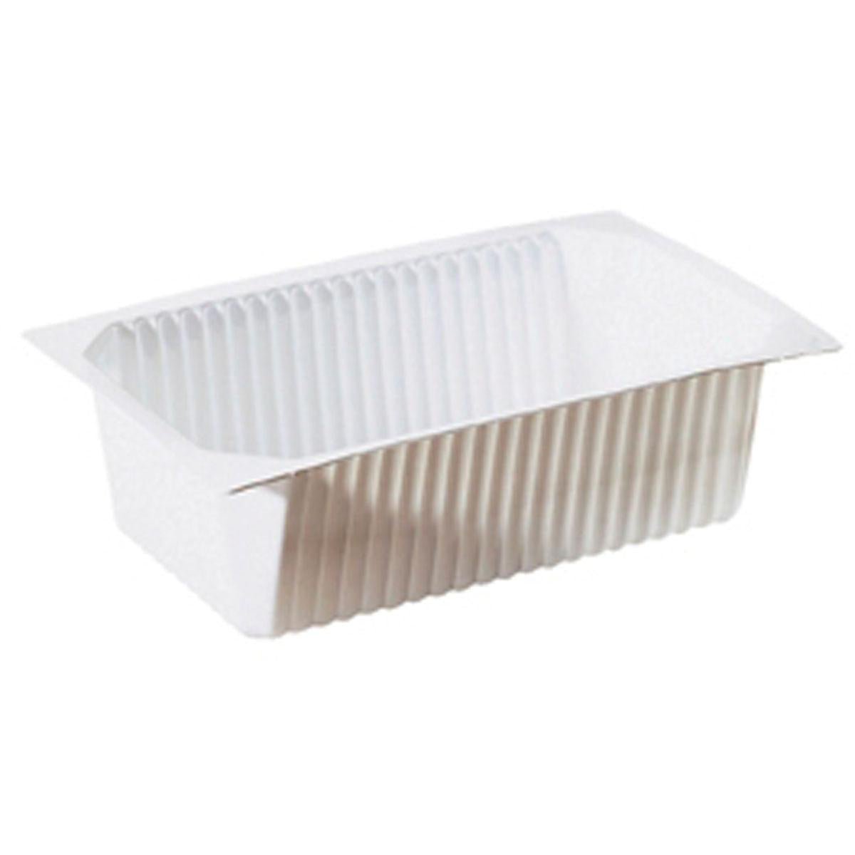 A Duni GmbH PP Schale 1/4 GN Branco PP é uma tigela branca retangular com ranhuras e lados ligeiramente inclinados, ideal para uso na gastronomia como tigela 1/4 GN para embalagens alimentares versáteis ou aplicações de serviço.