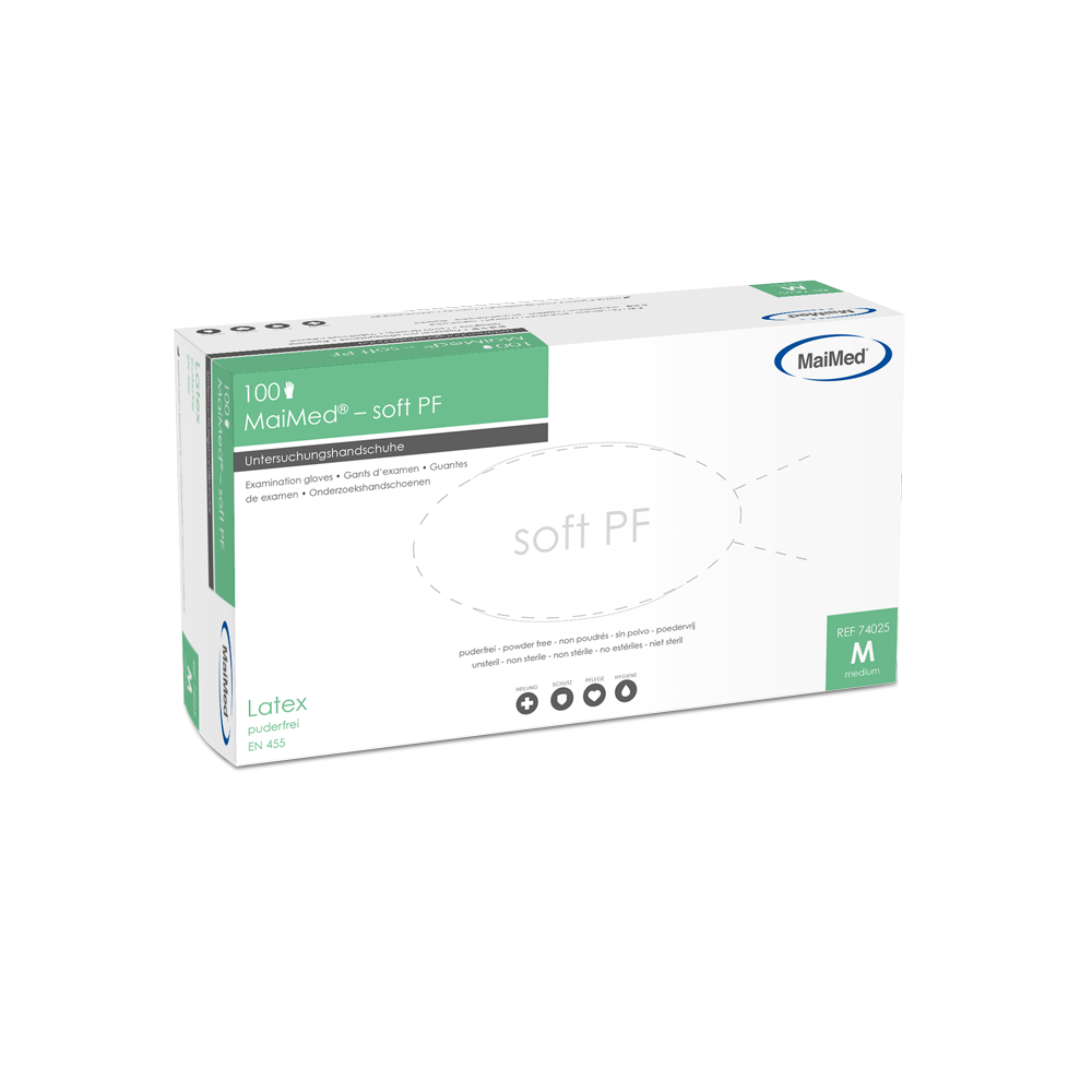 Luvas de exame de látex MaiMed-soft PF não estéreis sem pó 100 peças/caixa