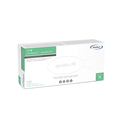 Luvas de exame de látex sensíveis à MaiMed, não estéreis, sem pó, 100 peças/caixa