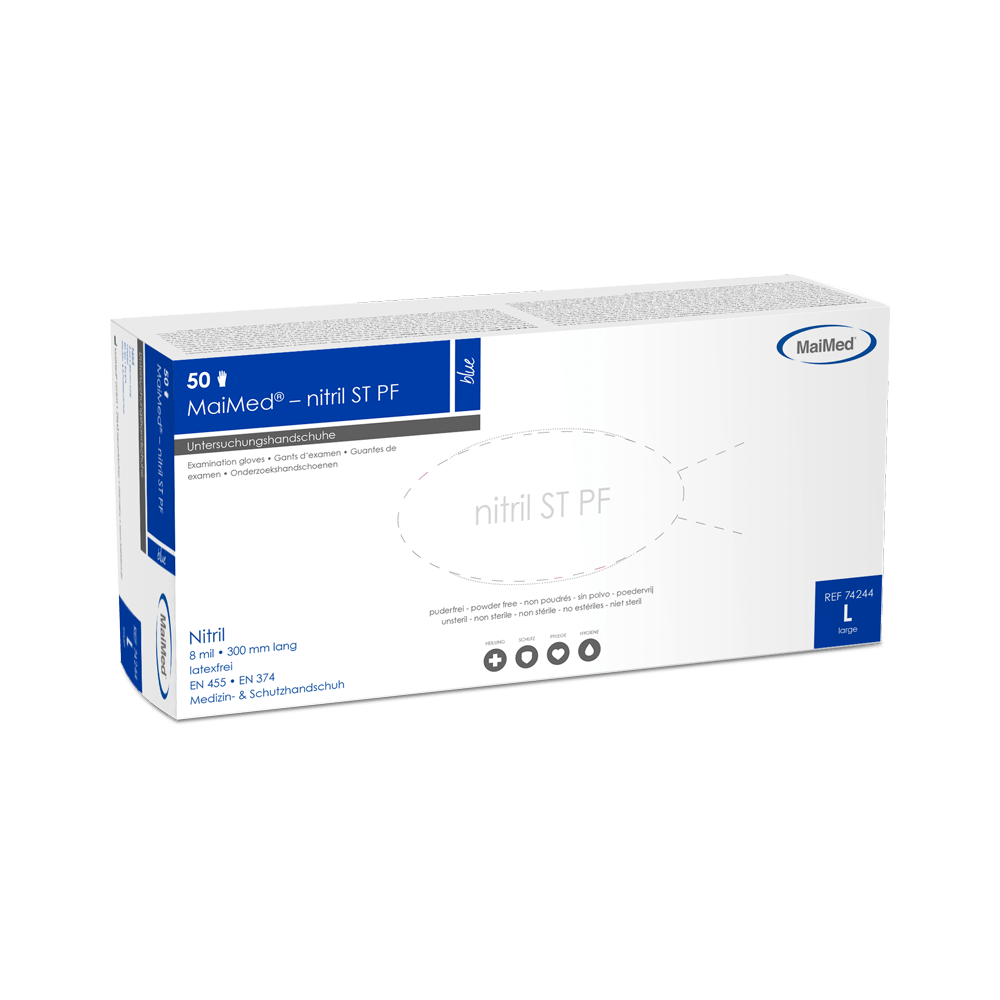 MaiMed-azul nitrila, luvas de proteção não estéreis, sem pó, espessura 8mil 50 peças/caixa