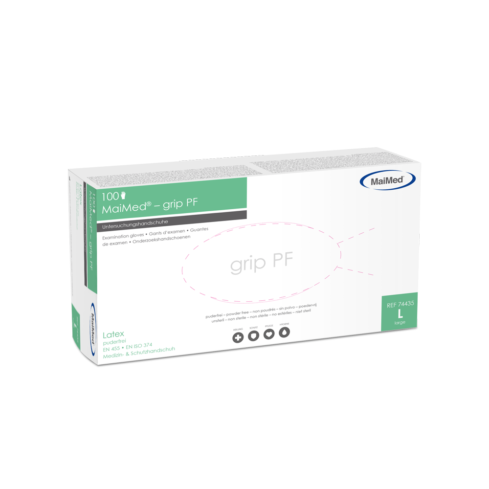 MaiMed-grip PF, luvas de exame de látex não estéreis e sem pó