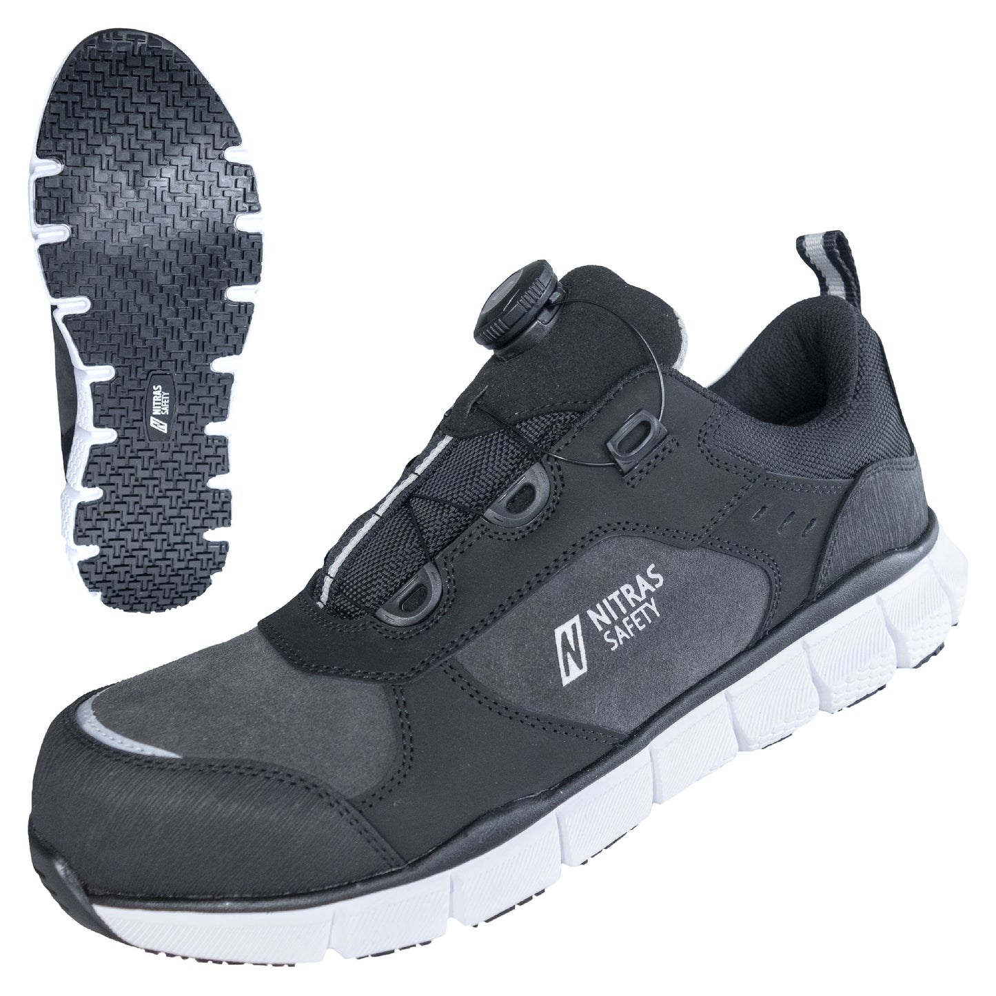 NITRAS SONIC STEP FIT, S3S FO HRO SC SR sapatos baixos de segurança, cinza / preto