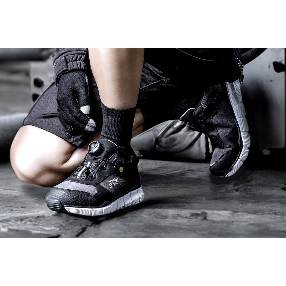 NITRAS SONIC STEP FIT, S3S FO HRO SC SR sapatos baixos de segurança, cinza / preto