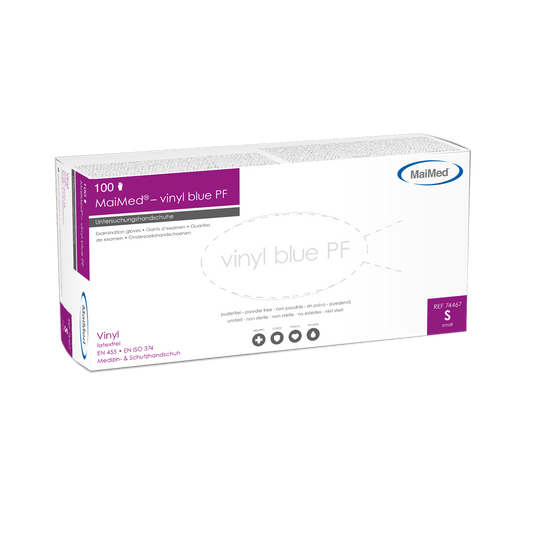 MaiMed-vinil azul PF, luvas de exame de vinil não estéreis e sem pó 100 peças/caixa