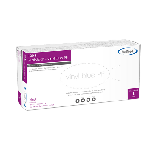 MaiMed-vinil azul PF, luvas de exame de vinil não estéreis e sem pó 100 peças/caixa