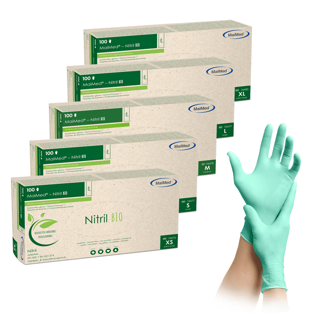 MaiMed-Nitrile BIO, não estéril, sem pó Luva de nitrila sem látex, verde, 100 peças/caixa