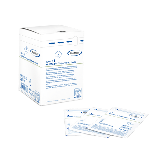 Luvas estéreis e descartáveis ​​de copolímero MaiMed