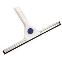 O limpador de janelas, branco, 350 mm da Diversey Deutschland GmbH & Co. OHG garante uma limpeza de vidros sem riscos com sua lâmina de borracha preta na borda metálica prateada; disponível em caixa (2 embalagens).