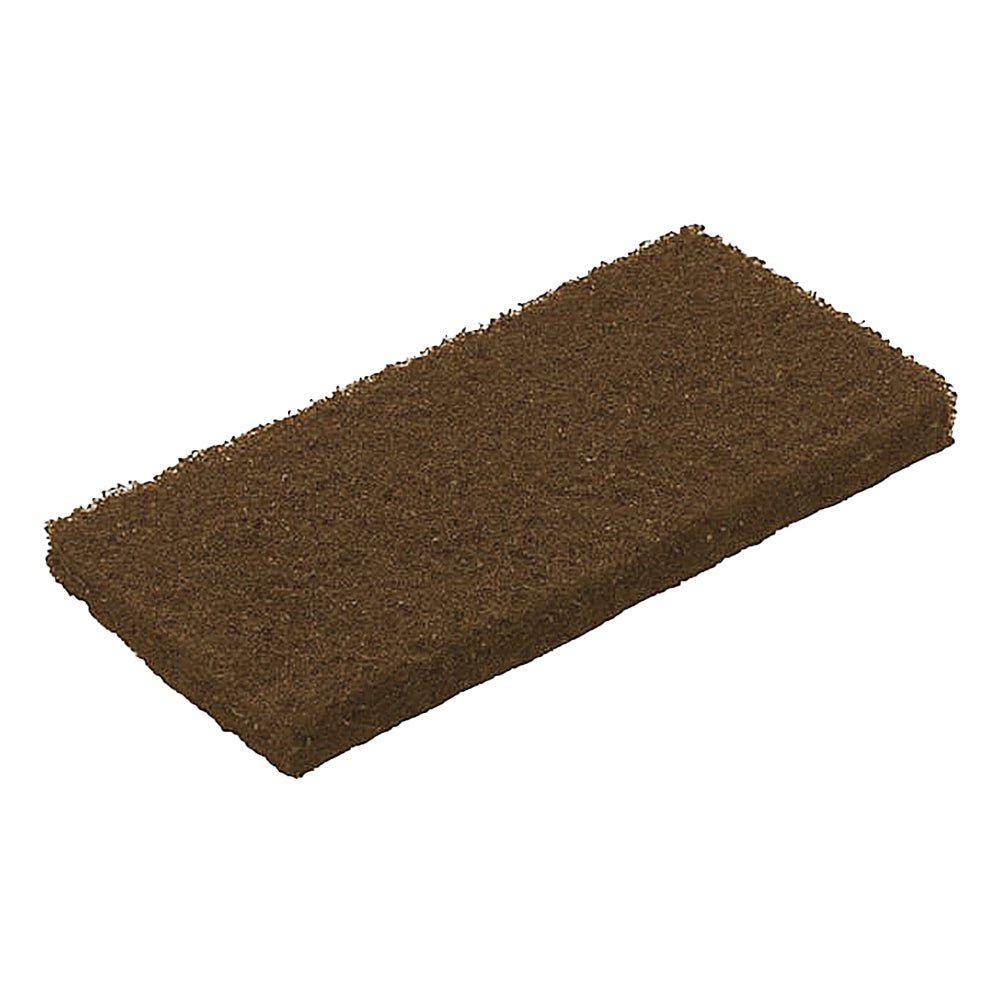 Os TASKI Jumbopads para aparelhos de limpeza de bordas da Diversey Deutschland GmbH & Co. OHG são esponjas abrasivas retangulares, marrons e grosseiras para limpeza profissional, representadas sobre um fundo branco.