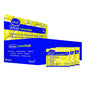 Uma caixa azul e amarela da Diversey Deutschland GmbH & Co. OHG com a inscrição "Soft Care Lemon Fresh - Toalhita Refrescante" contém 200 toalhitas de limpeza para mãos embaladas individualmente. Na frente da caixa estão ilustrados três pacotes amarelos com aroma de limão.