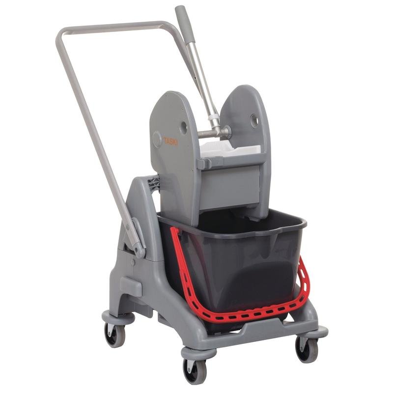 O sistema de balde único TASKI Duo Mop (15L, vermelho) da Diversey Deutschland GmbH & Co. OHG possui carrinho, timão e prensa - ideal para limpeza profissional e aplicações comerciais pesadas. Embalagem: 1 peça.