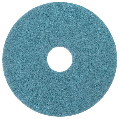 Das Twister Pad Blau – rund von Diversey Deutschland GmbH & Co. OHG ist ein blaues Reinigungspad mit Loch, ideal für die professionelle Reinigung von Steinböden. Von oben auf weißem Hintergrund fotografiert.