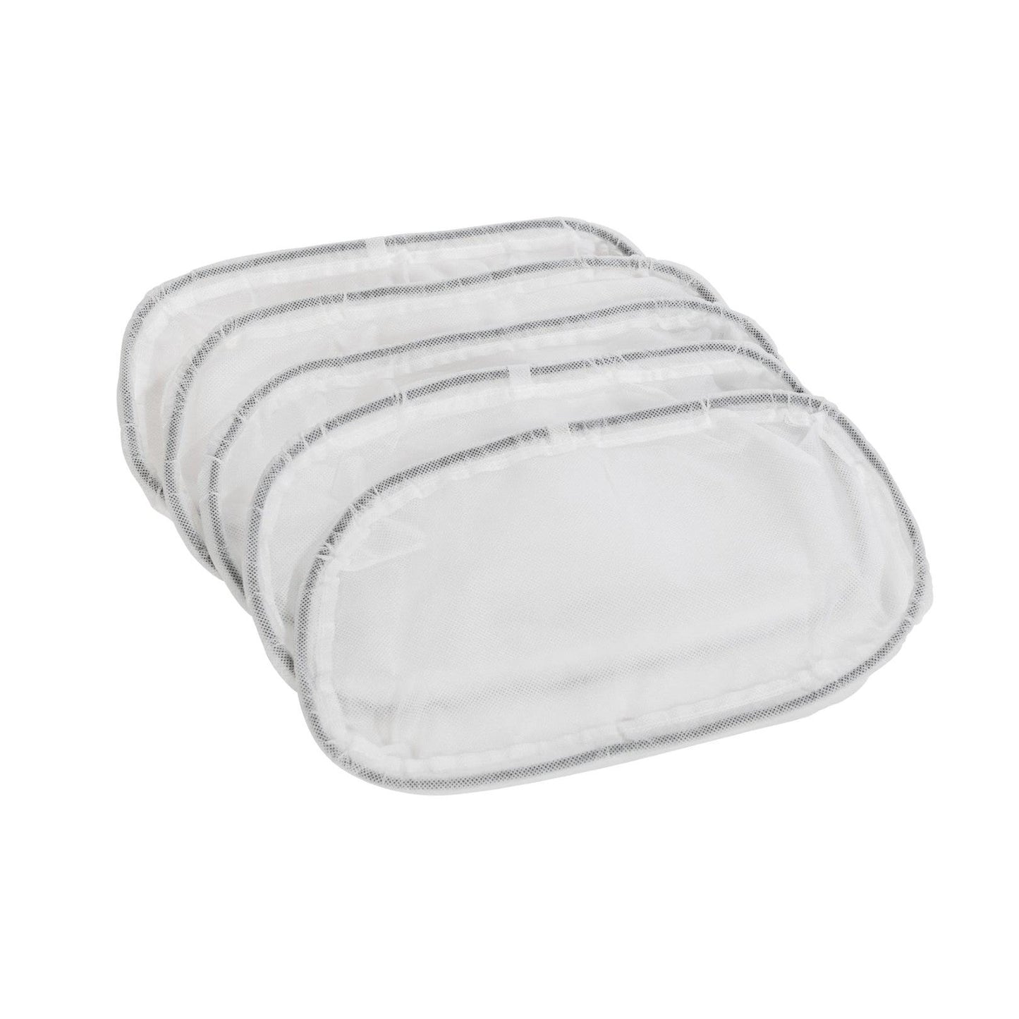 Cinco panos de filtro eficientes da marca Diversey Deutschland GmbH & Co. OHG para a turbina AERO 3500 estão dispostos de forma ligeiramente sobreposta em um fundo branco - perfeito para desempenho máximo. Ideal como embalagem: Pano de filtro Turbina AERO 3500 5 peças.