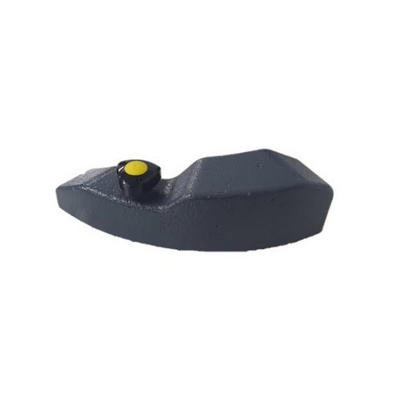 Um peso adicional preto, de forma irregular, de 10 kg da Diversey Deutschland GmbH & Co. OHG para a máquina de limpeza ERGODISC FLEXX, com um pequeno botão redondo amarelo na parte superior, é mostrado sobre um fundo branco simples. Embalagem: 1 unidade.