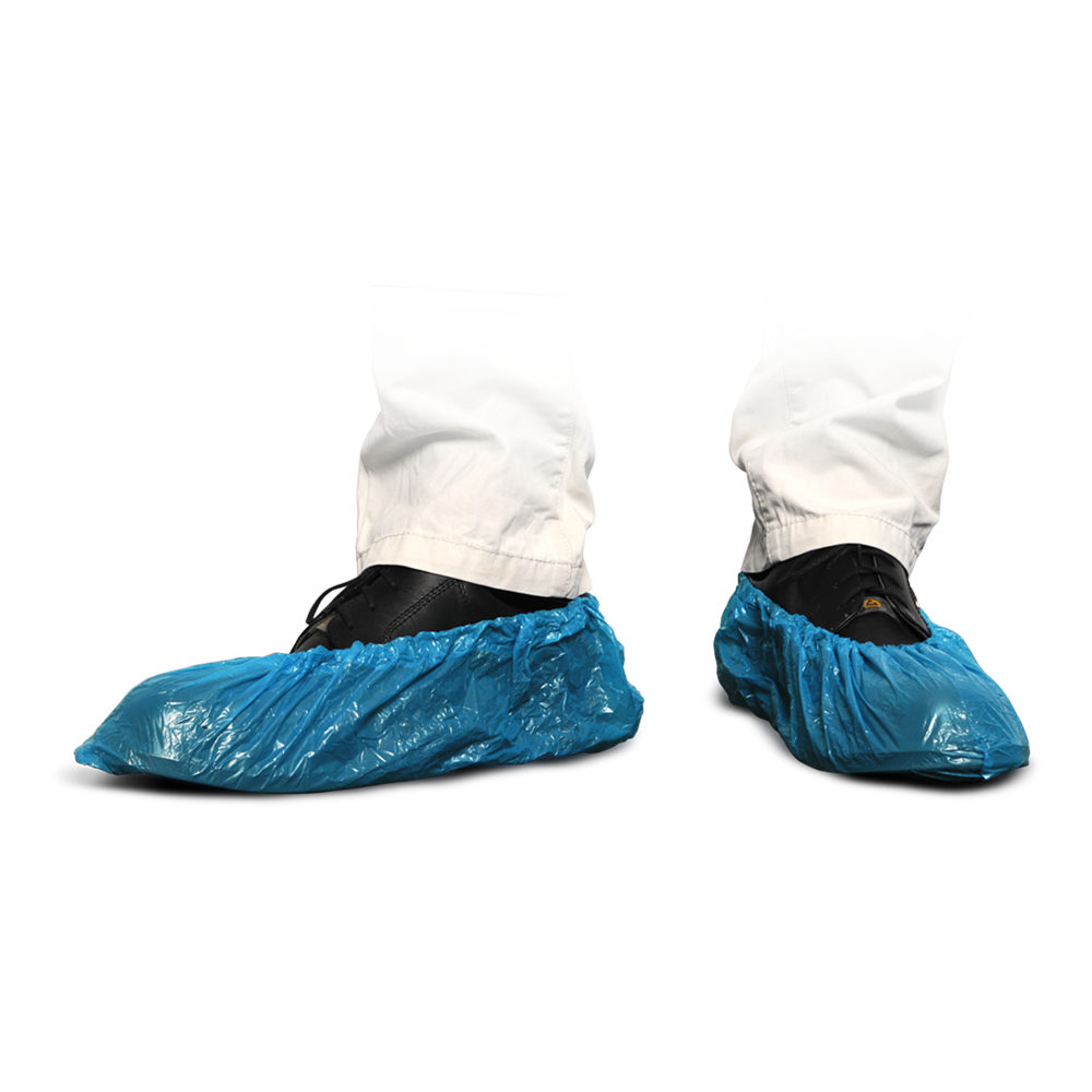 Capas para sapatos MaiMed-Cover PE Capas descartáveis ​​para sapatos em PE, azul, 100 unidades/pacote. | Pacote (100 peças)