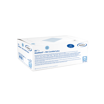 MaiMed-FM C plus., máscara, unst. com máscara cirúrgica de borracha, não estéril, 3 camadas, azul, 50 unid./caixa | Caixa (50 peças)