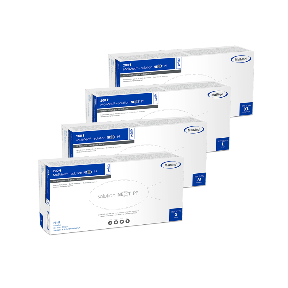 MaiMed-solution next luvas de nitrilo brancas, não estéreis, sem látex, 200 peças/caixa