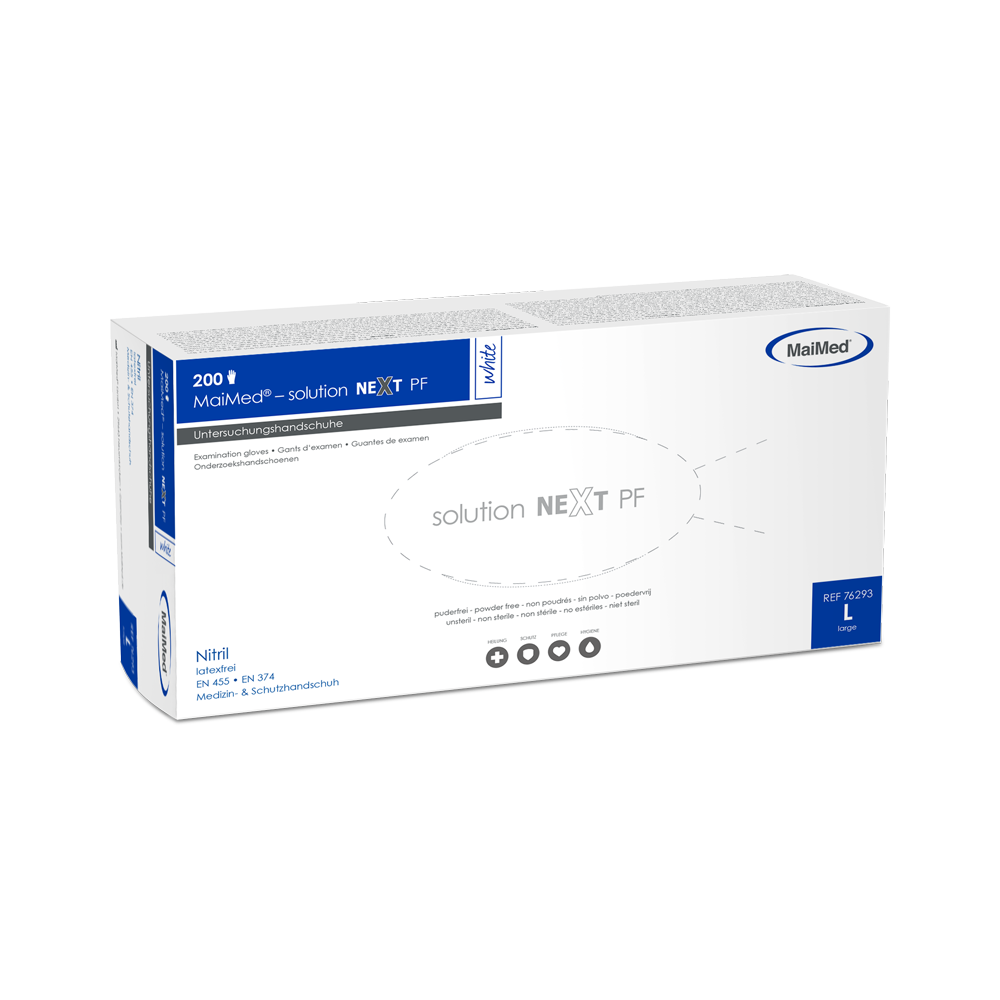 MaiMed-solution next luvas de nitrilo brancas, não estéreis, sem látex, 200 peças/caixa