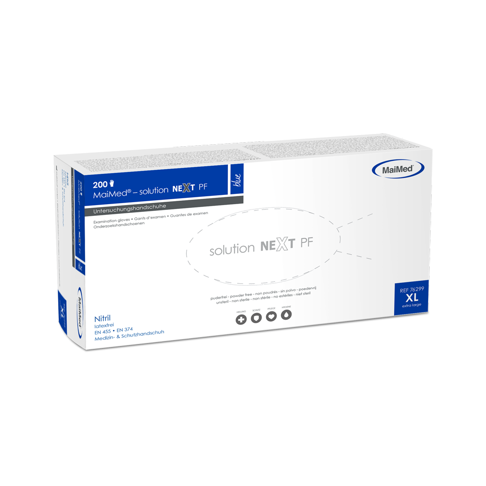 MaiMed-solution next luvas nitrílicas azuis, não estéreis, sem látex, 200 peças/caixa