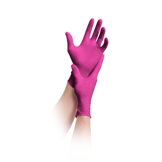 Luvas MaiMed-solution100 sem látex, magenta, não estéreis, sem pó