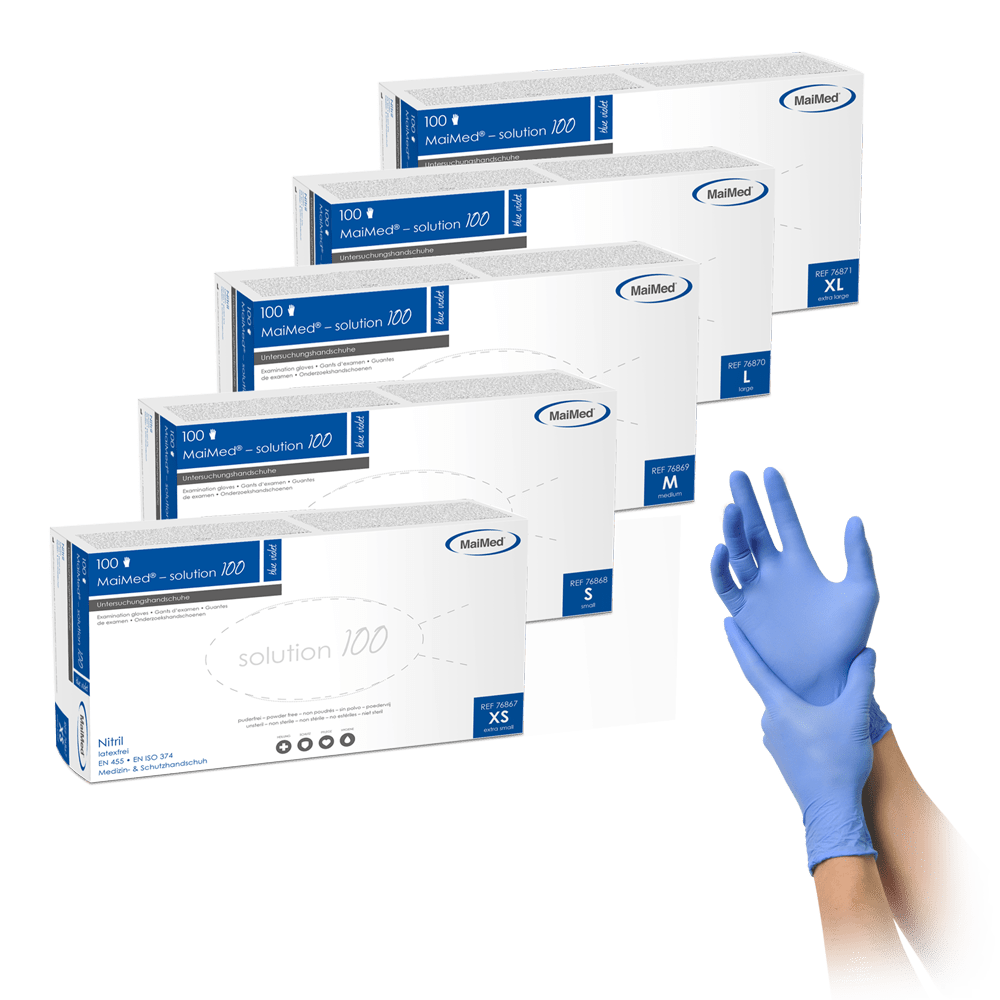 MaiMed-solution 100 luvas sem látex, azul violeta, não estéreis sem pó, 100 peças/caixa