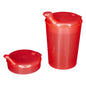 Conjunto de copinhos NITRAS, polipropileno, vermelho, 3 peças, 1 copo capacidade 250 ml, 1 abertura tampa 12x10 mm, 1 abertura tampa 4x4 mm, caixa com 50 conjuntos | Caixa (1 pacote)