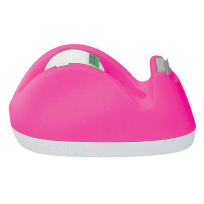 O dispensador de fita adesiva em forma de coelho 3M Scotch™ C29 em rosa é fornecido com um rolo de fita adesiva invisível Scotch® Magic™ (19 mm × 8,89 m) e possui uma borda metálica serrilhada para corte fácil.