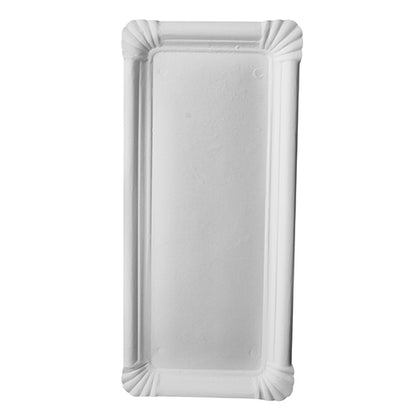 O PAPSTAR 250 Prato, papel "puro" quadrado branco da PAPSTAR GmbH é um prato branco retangular feito de placa de fibra virgem ecológica com bordas ligeiramente elevadas e decorativas e cantos arredondados, retratado em um fundo uniforme.