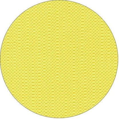 Sobre um fundo branco, é visível uma obreia circular amarela com uma superfície semelhante a uma grade, que lembra o design de alta qualidade da toalha de mesa tecido "ROYAL Collection" 120 cm x 180 cm da PAPSTAR GmbH.